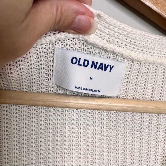 Old Navy Womens Size Medium Ivory V Neck Longline Tunic Sweater Casual Knit - Picture 7 of 11